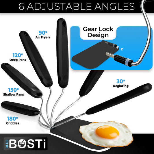 Adaptchula™ - Spatula with adjustable angles, a must have kitchen gadget! Kitchen accessories should serve a purpose! Perfect for Air Fryers, griddles and everything in-between! Includes 2 Spatula heads made from PPSU - BPA/BPS and PFAS free. Non-Toxic