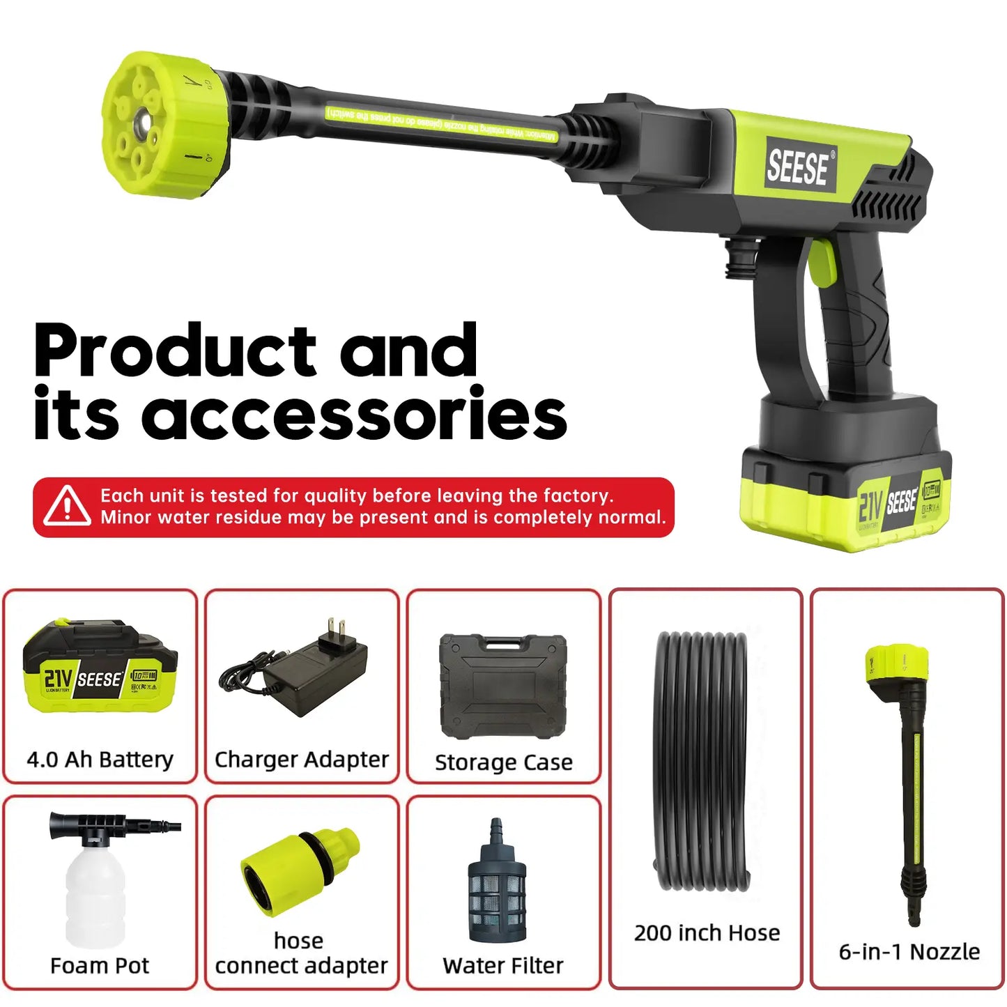 【SummerVibes】SEESE Cordless Pressure Washer and Single Port Charger Base, Bottle Portable Washer for Car,Home Cleaning & Garden Watering