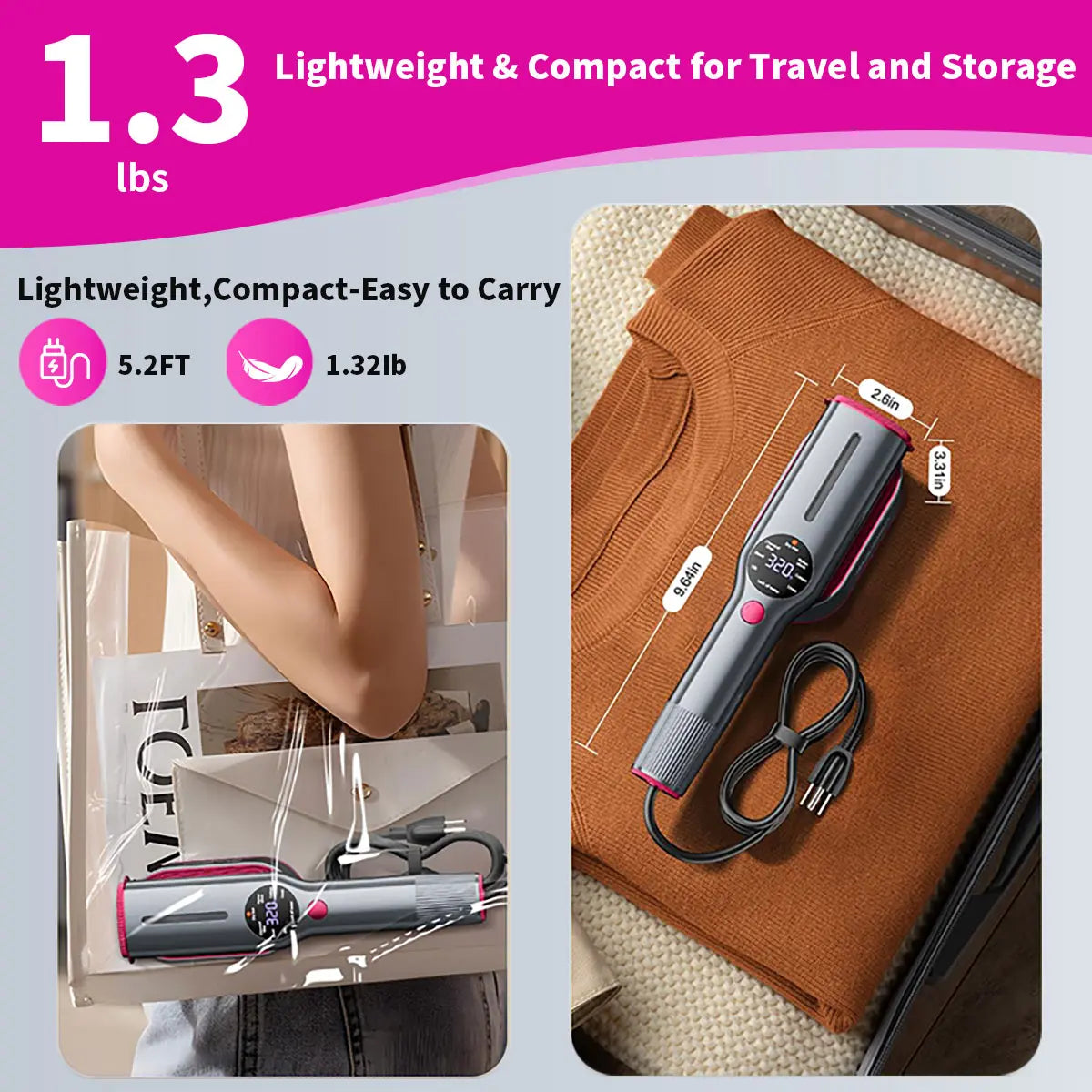 Dr.Flash Garment Steamer for Clothes, Portable Travel Clothing Steamer Iron, 7 Mode with LED Display, 5s Fast Heating, 90° Swivel Handle, New Year Gift,Summervibes