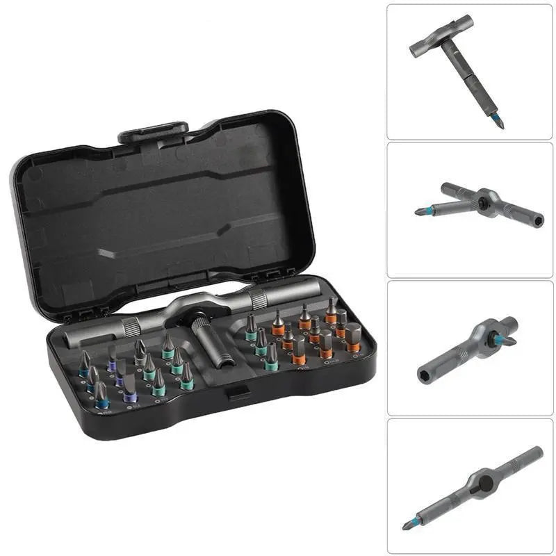 【SummerVibes】SEESE 24 in 1 DlY Screwdriver Set,1 Set SwitchableScrewdriver Shape Magnetic Screwdriver Set,Compact and Portable Ratchet Screw0driver SetHome Repair Tool Box