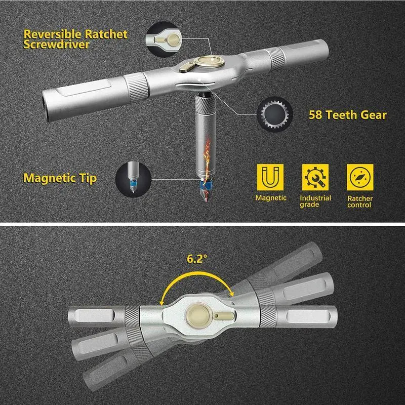 【SummerVibes】SEESE 24 in 1 DlY Screwdriver Set,1 Set SwitchableScrewdriver Shape Magnetic Screwdriver Set,Compact and Portable Ratchet Screw0driver SetHome Repair Tool Box