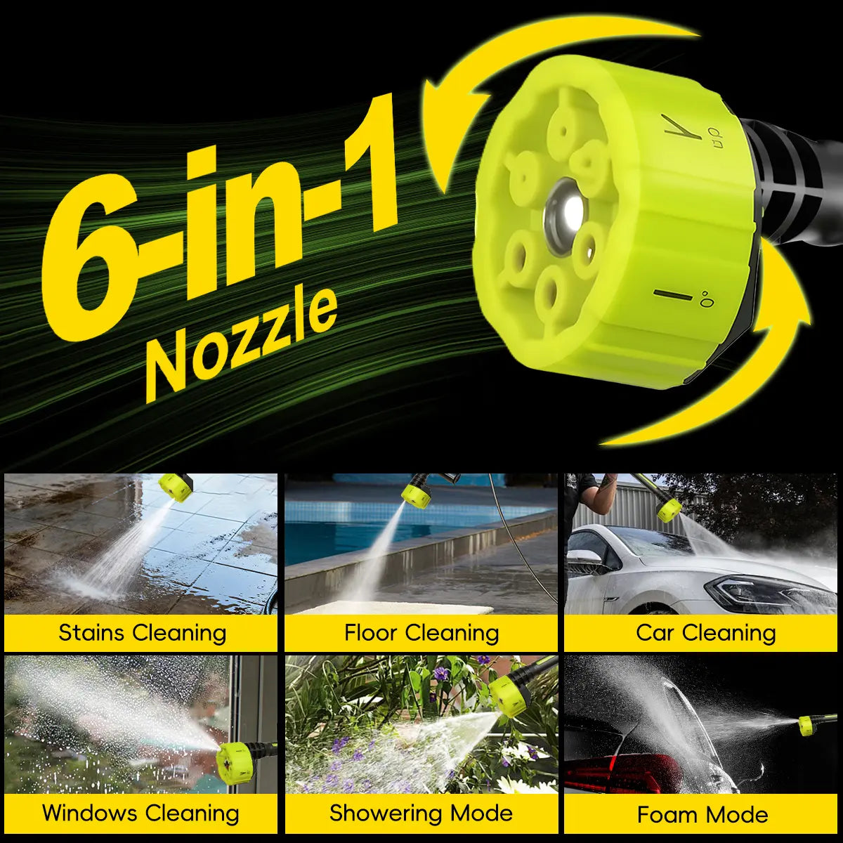 【SummerVibes】SEESE Cordless Pressure Washer and Single Port Charger Base, Bottle Portable Washer for Car,Home Cleaning & Garden Watering
