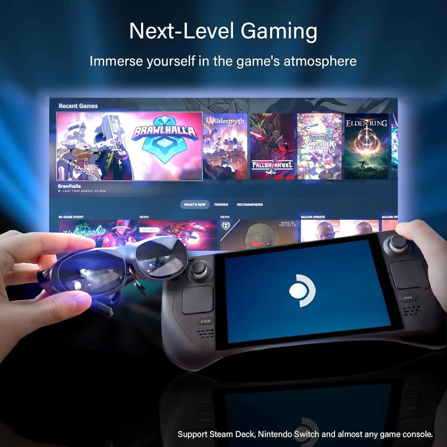 Rokid Max AR Glasses (Station not included), Smart Glasses with 360'' Micro-OLED Virtual Theater, 50° FOV, 600nits Brightness, HDCP Support & Cloud Gaming and Compatibility with iOS Mac ipad Android, Consoles and Computers