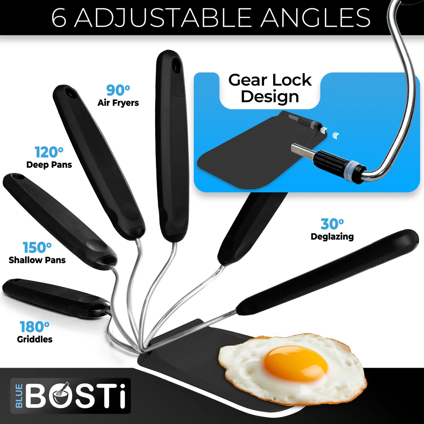 Adaptchula™ - Spatula with adjustable angles, a must have kitchen gadget!  Kitchen accessories should serve a purpose!  Perfect for Air Fryers, griddles and everything in-between! Includes 2 Spatula heads made from PPSU - BPA/BPS and PFAS free.  Non-Toxic