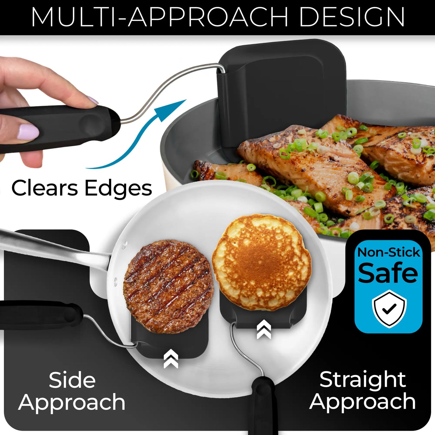 Adaptchula™ - Spatula with adjustable angles, a must have kitchen gadget!  Kitchen accessories should serve a purpose!  Perfect for Air Fryers, griddles and everything in-between! Includes 2 Spatula heads made from PPSU - BPA/BPS and PFAS free.  Non-Toxic