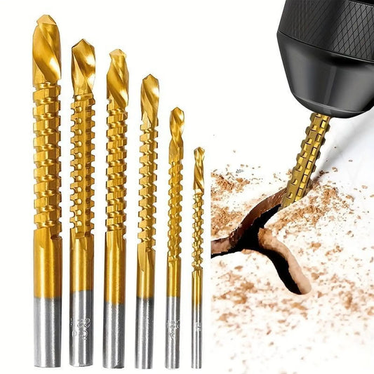 Titanium-Plated High-Speed Steel Drill Bits Set Metalworking & Wood Drilling Sharp Serrated Design Anti-Rust Coating Power Tool Accessories