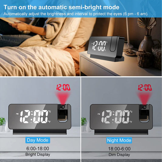 NightView LED Ceiling Projection Clock