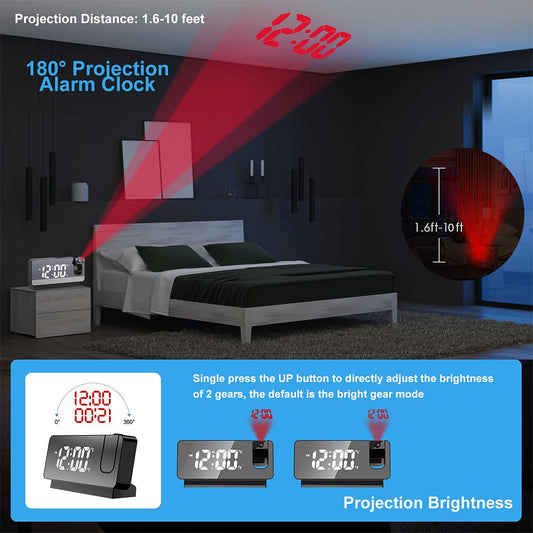 NightView LED Ceiling Projection Clock